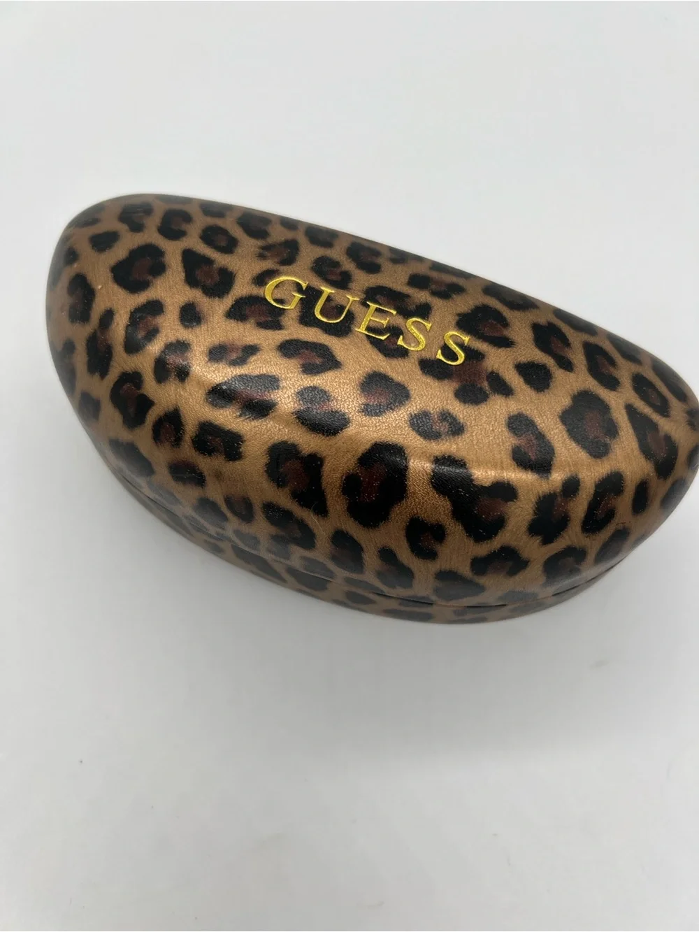 Guess Leopard Print Sunglasses Case - Gold Logo on Brown
